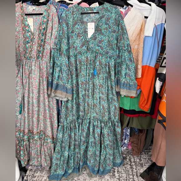 BOHO SILK BLEND Elegant Paisley Print Dress - Picture 1 of 2